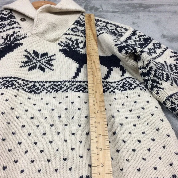 Polo Ralph Lauren Shawl Collar Sweater Mens L Reindeer Nordic Fair Isle Angora - Picture 6 of 15
